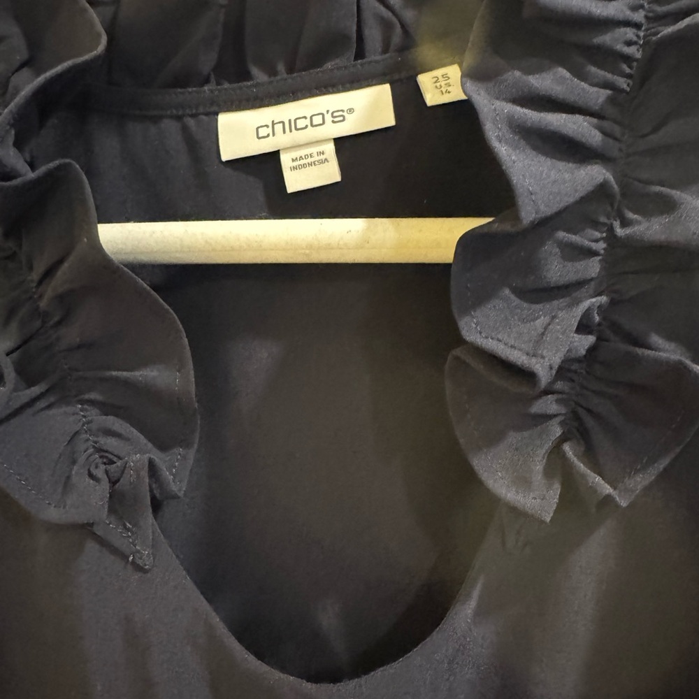 Chico's Navy Ruffled Blouse